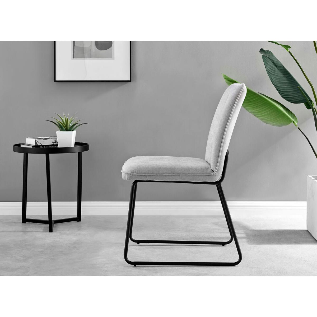 Kylo Brown Wood Effect Dining Table  4 Halle Chairs - Light Grey – image 5