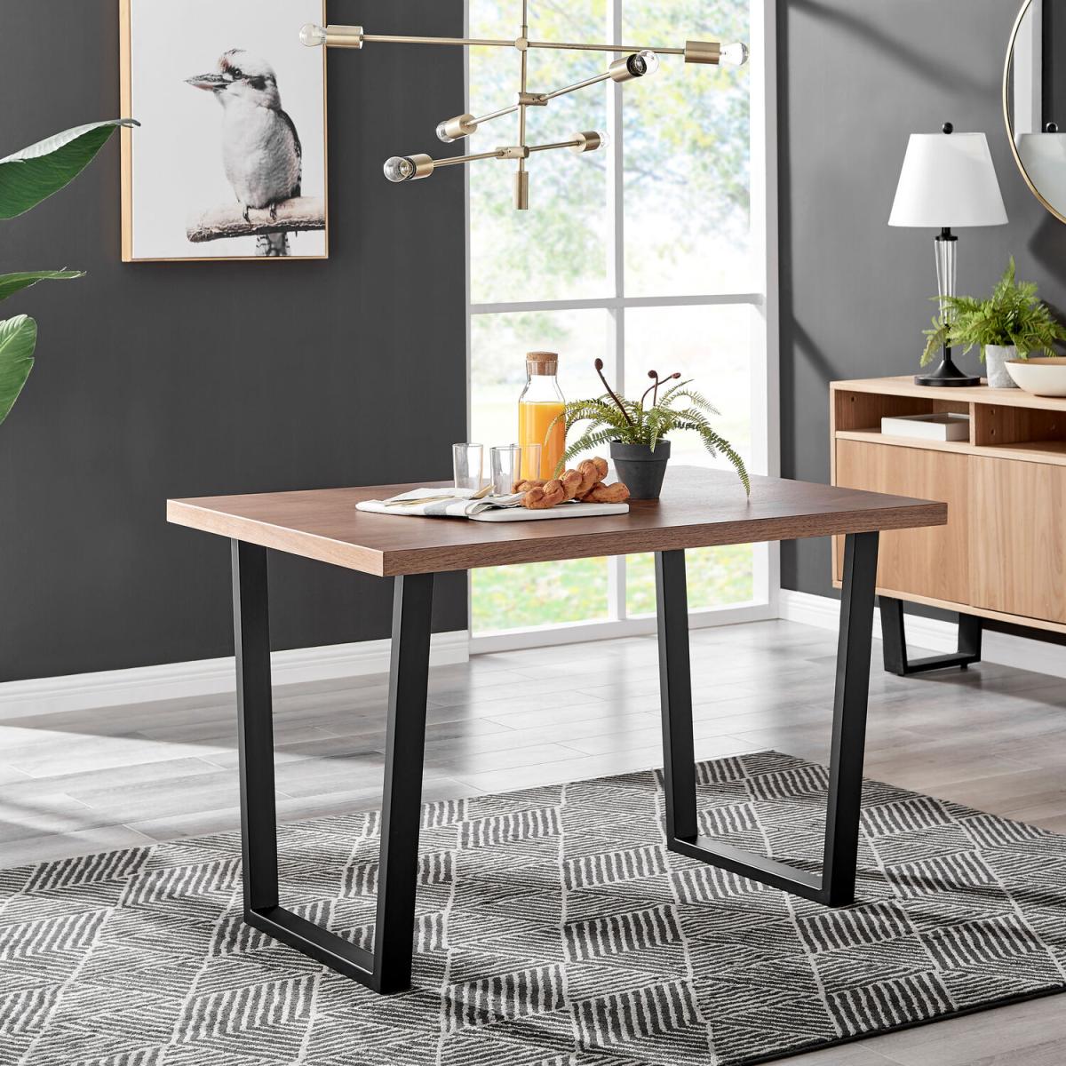 Kylo Brown Wood Effect Dining Table  4 Halle Chairs - Light Grey – image 8