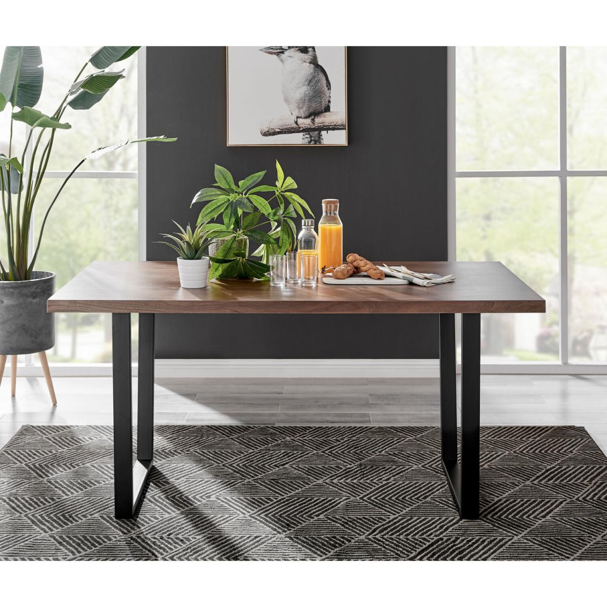 Kylo Brown Wood Effect Dining Table  6 Corona Silver Chairs - Black – image 10