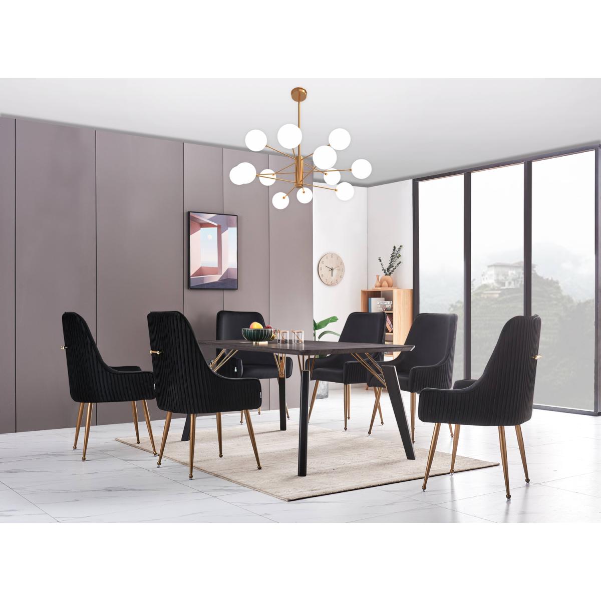 Soho Cosmo LUX Dining Set Include a Table and 6 Velvet Upholstered Chairs - Blue – image 14