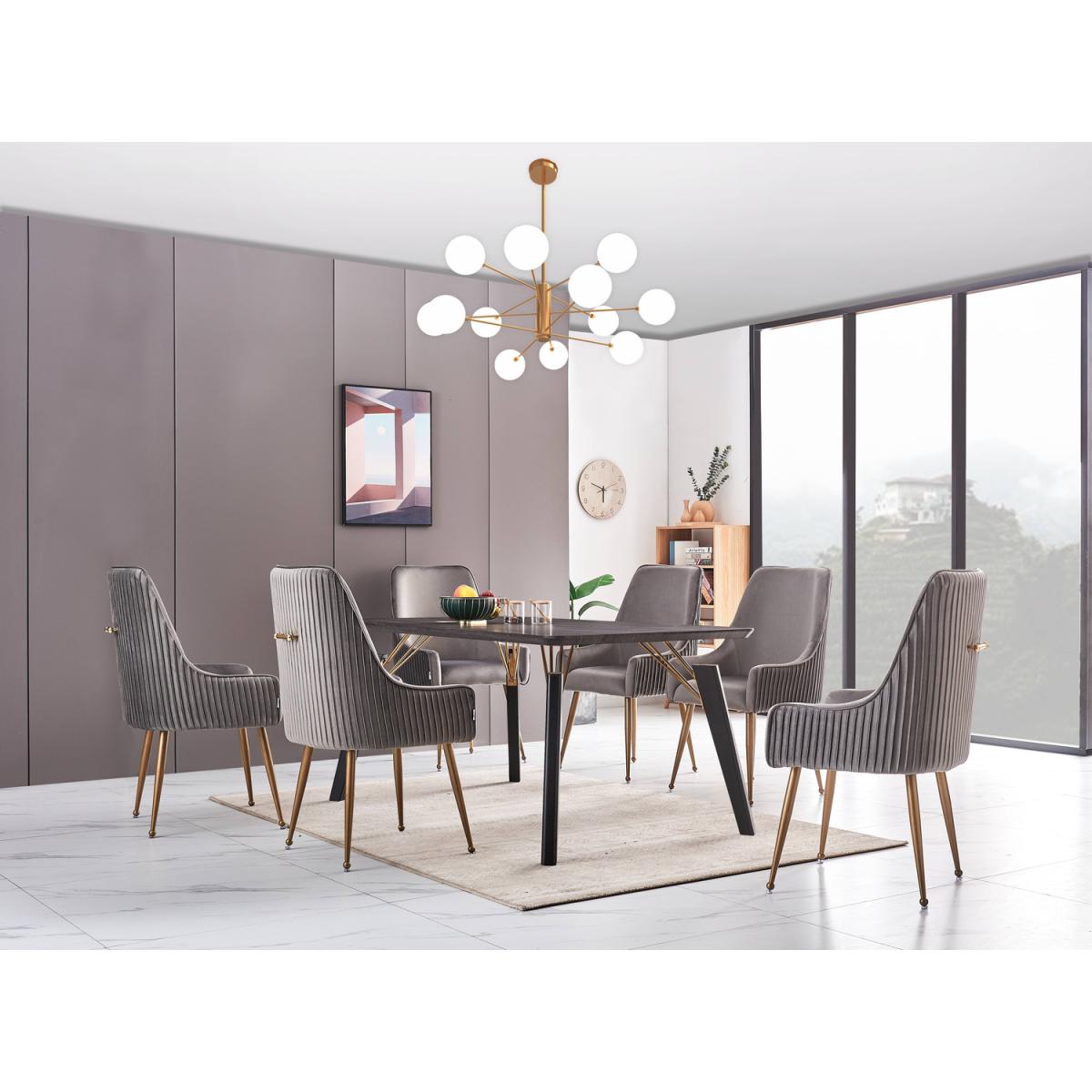 Soho Cosmo LUX Dining Set Include a Table and 6 Velvet Upholstered Chairs - Blue – image 17