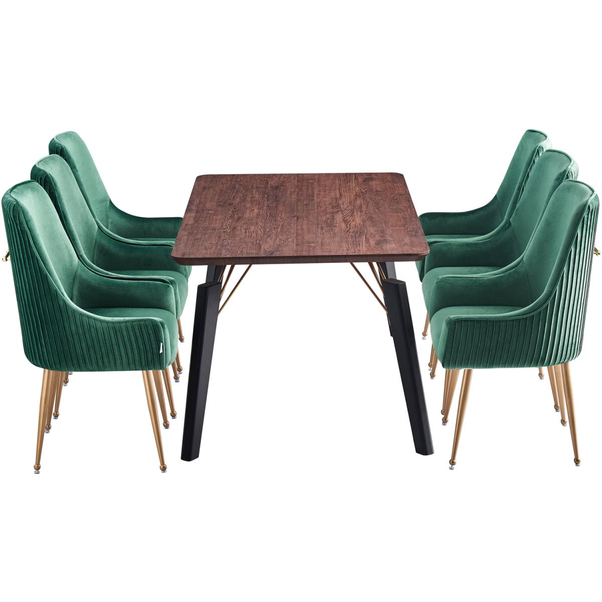 Soho Cosmo LUX Dining Set Include a Table and 6 Velvet Upholstered Chairs - Blue – image 19