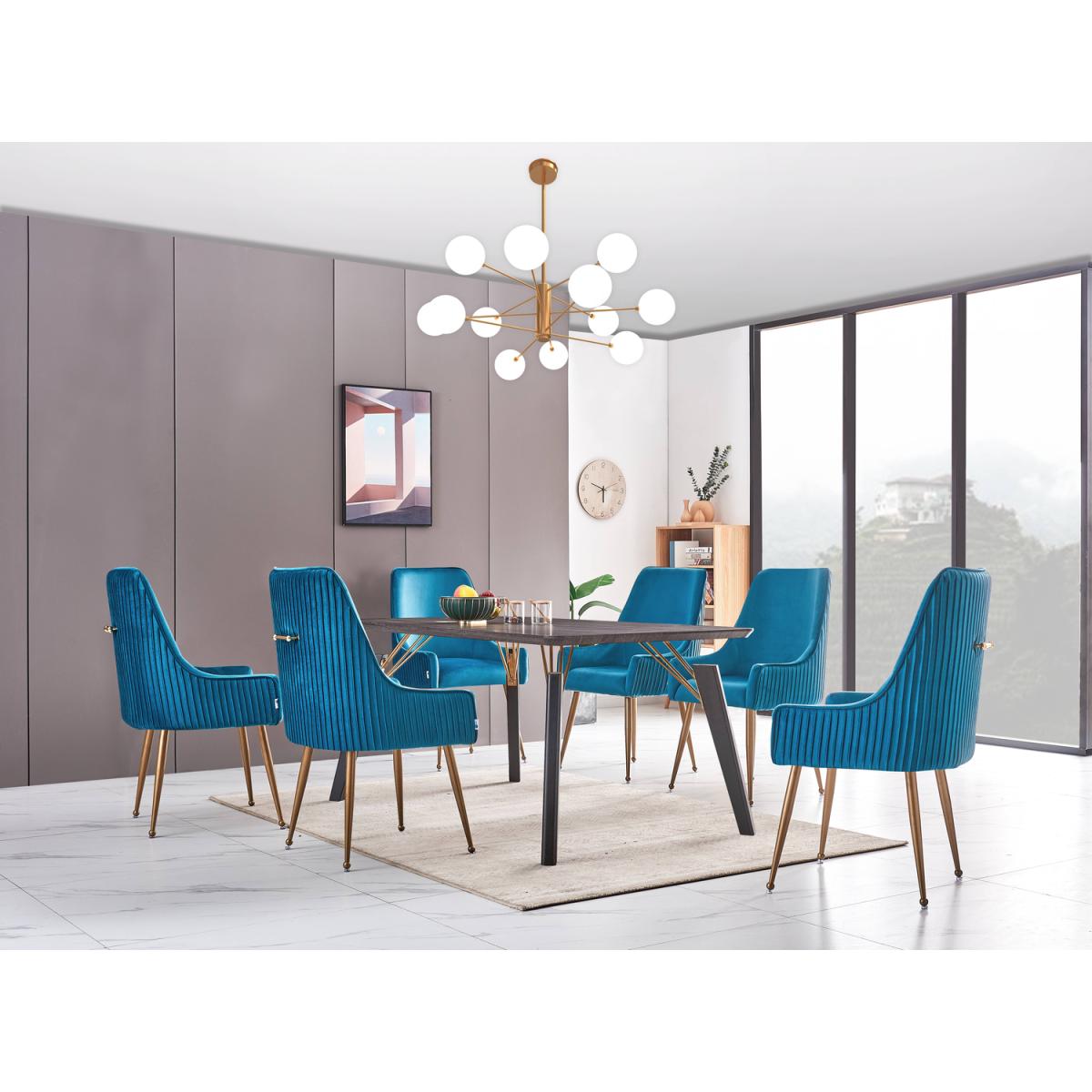 Soho Cosmo LUX Dining Set Include a Table and 6 Velvet Upholstered Chairs - Blue – image 6