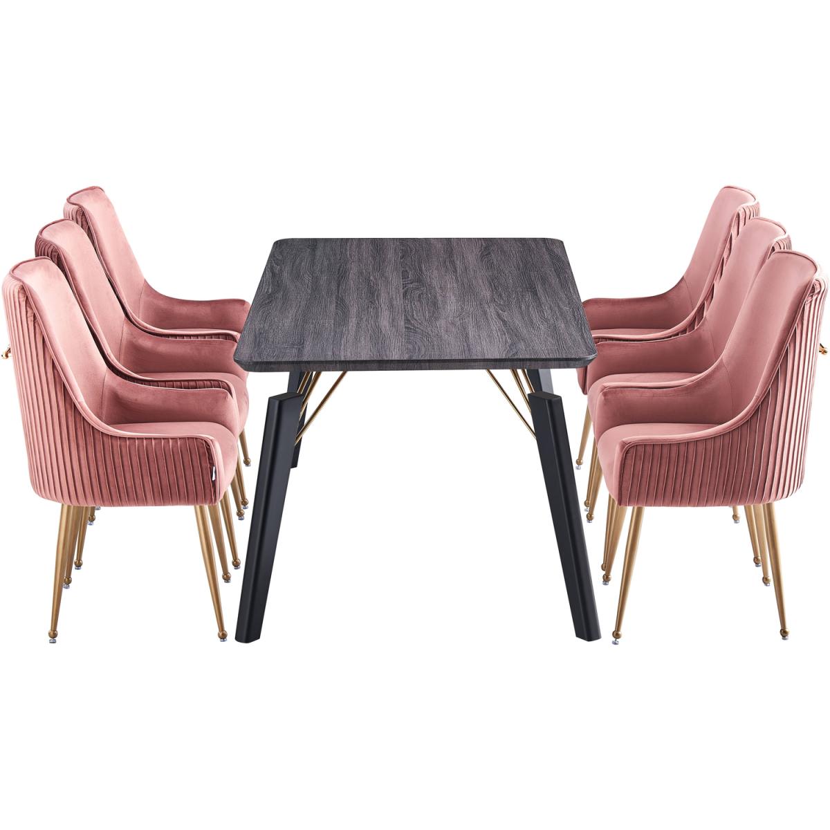 Soho Cosmo LUX Dining Set Include a Table and 6 Velvet Upholstered Chairs - Blue – image 9