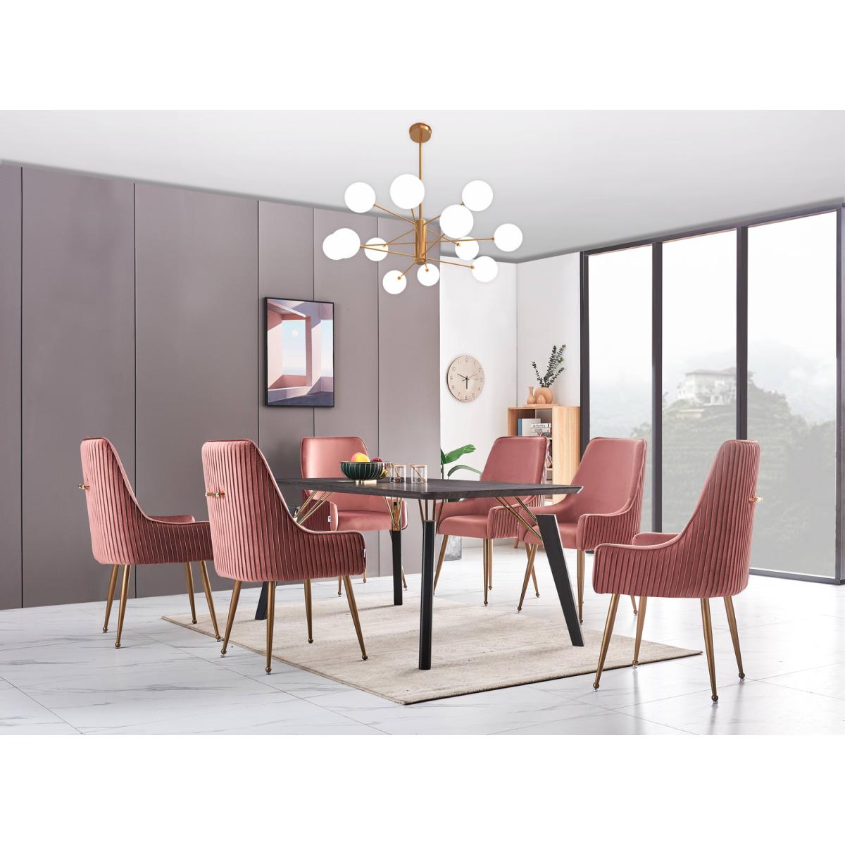 Soho Cosmo LUX Dining Set Include a Table and 6 Velvet Upholstered Chairs - Blue – image 10