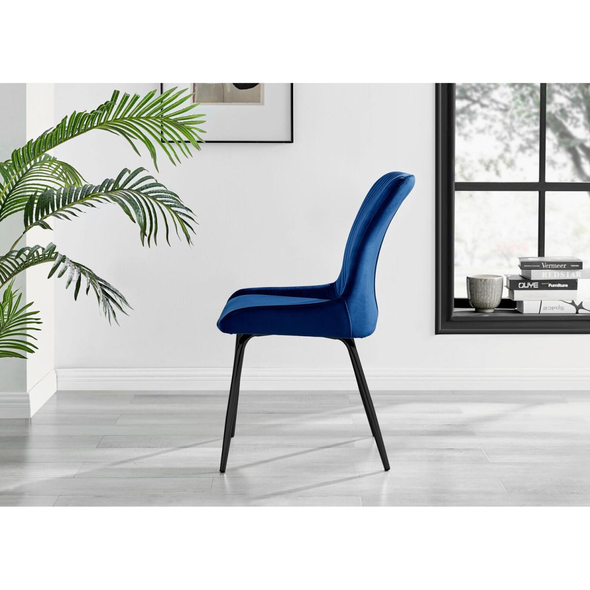 Kylo White High Gloss Dining Table and 4 Nora Black Leg Chairs - Blue – image 4