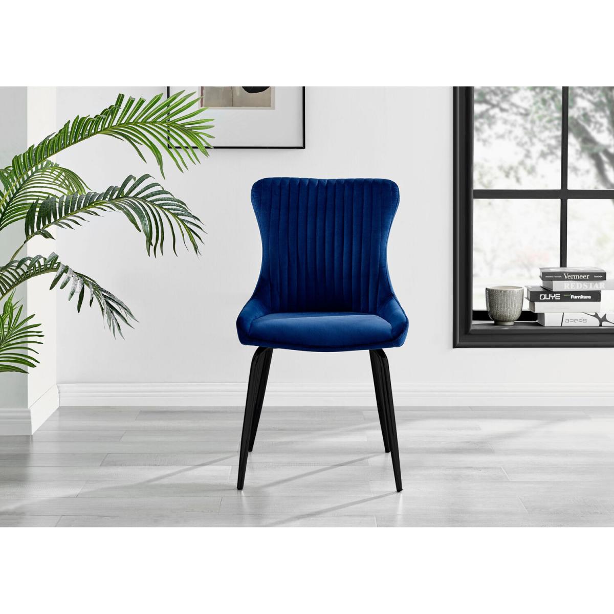 Kylo White High Gloss Dining Table and 4 Nora Black Leg Chairs - Blue – image 5