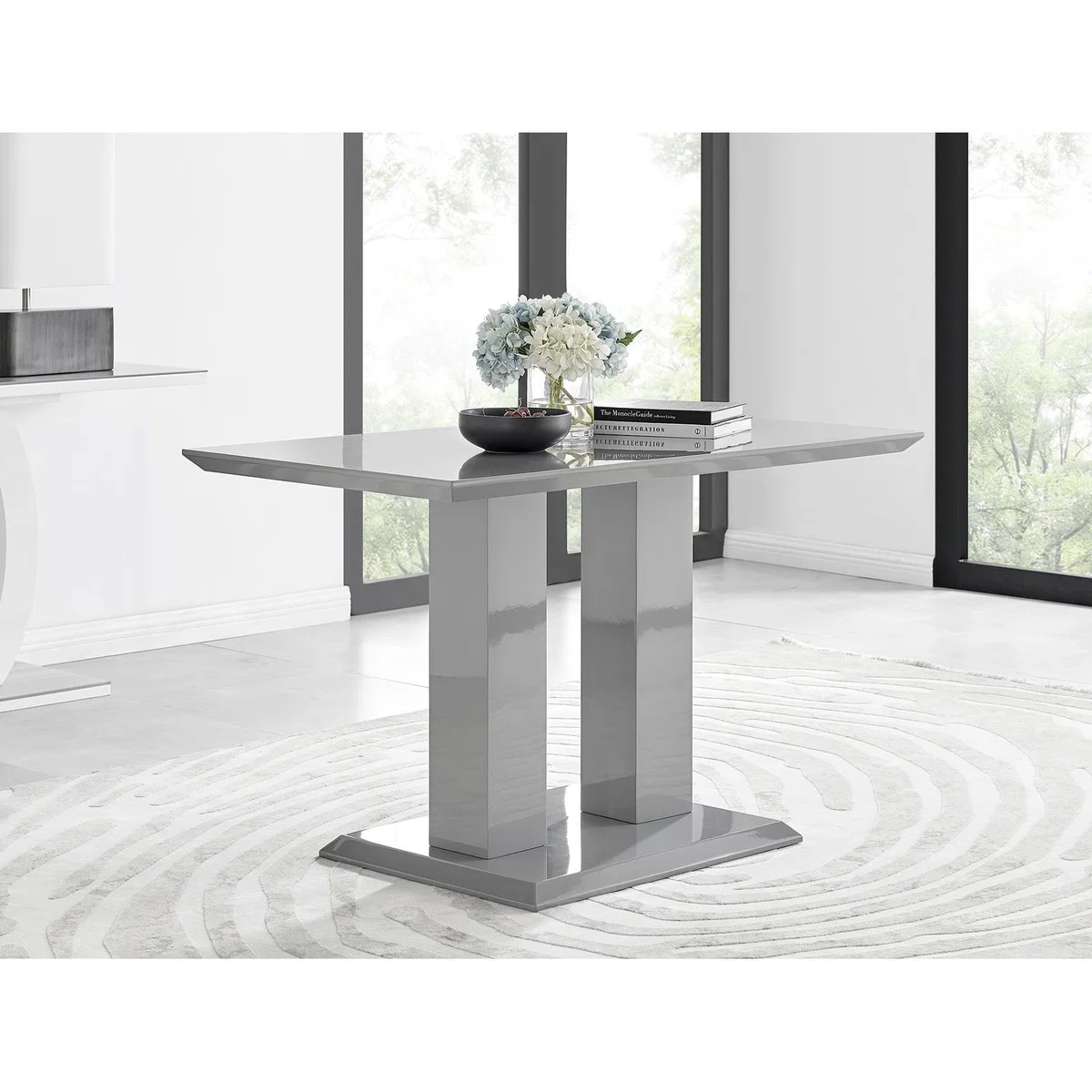 Imperia 4 Modern Grey High Gloss Dining Table - White – image 13