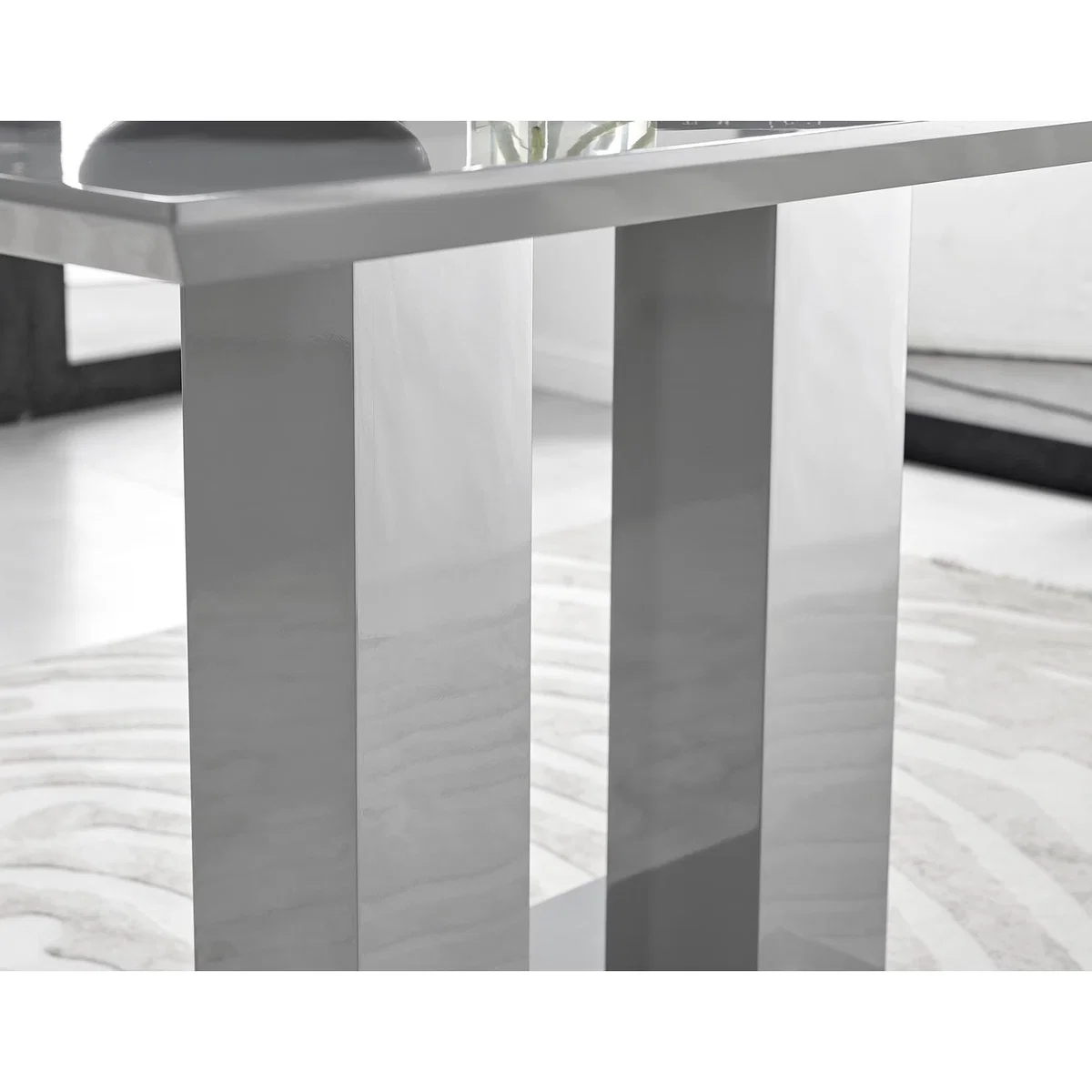 Imperia 4 Modern Grey High Gloss Dining Table - White – image 15