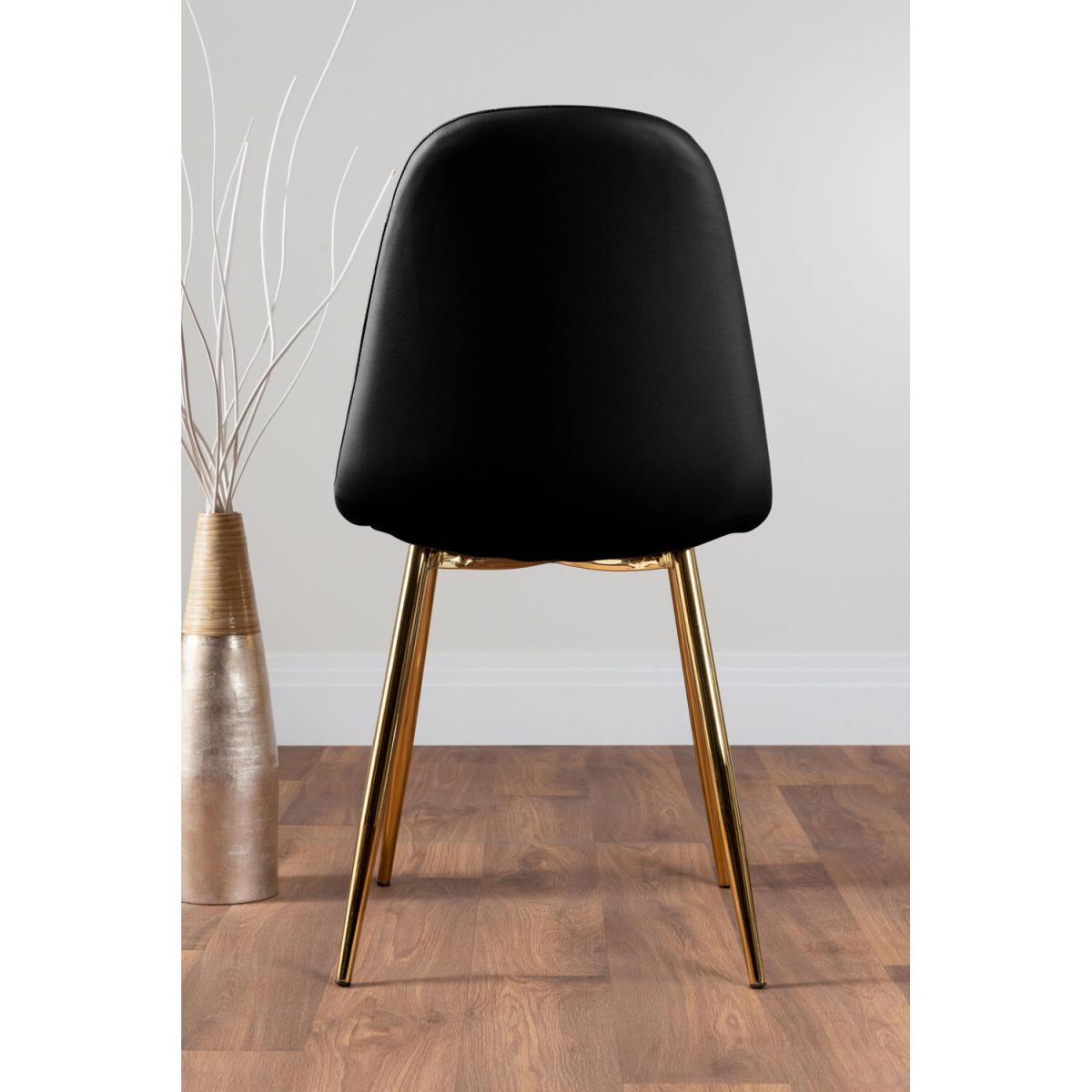Palma White High Gloss Round Dining Table and 6 Corona Gold Leg Chairs - Black – image 4