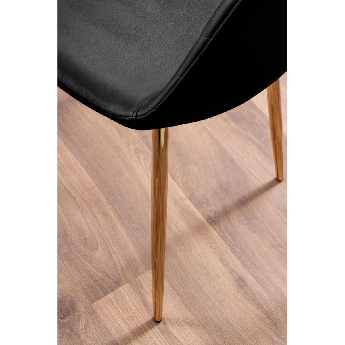 Palma White High Gloss Round Dining Table and 6 Corona Gold Leg Chairs - Black – image 8