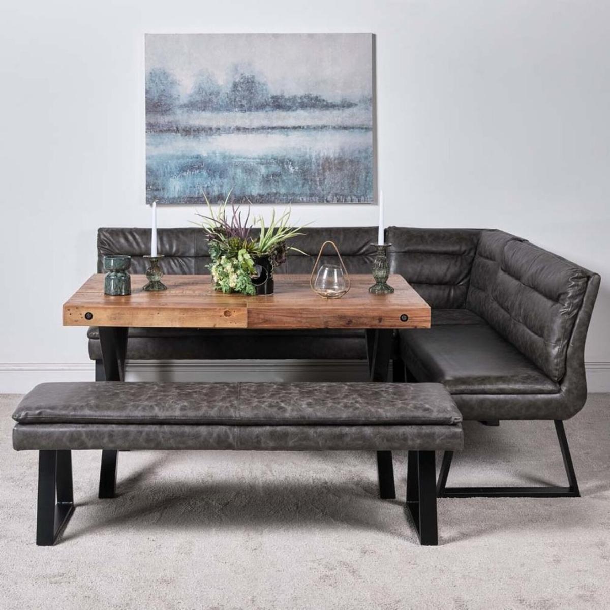 Urban 140-180cm Dining Table Industrial Corner Benches - Grey