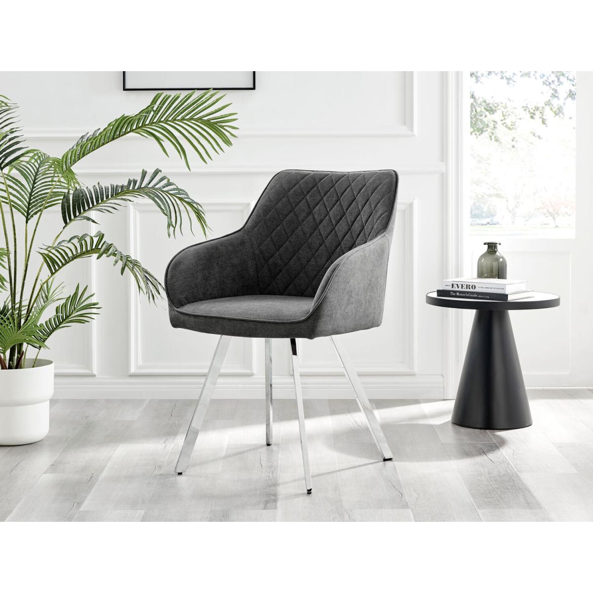 Kylo White Marble Effect Dining Table and 4 Falun Silver Leg Chairs - Dark Grey – image 6
