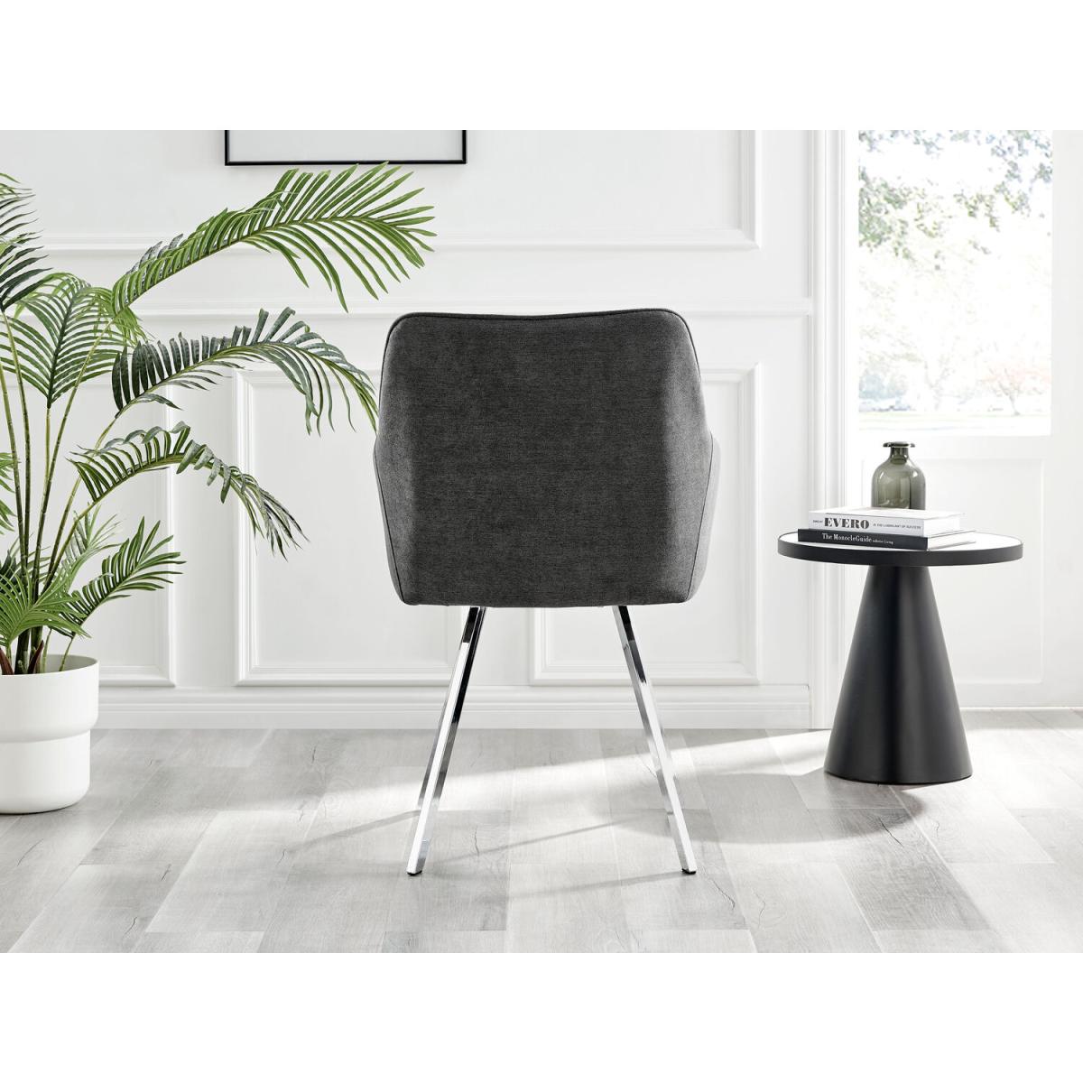 Kylo White Marble Effect Dining Table and 4 Falun Silver Leg Chairs - Dark Grey – image 7