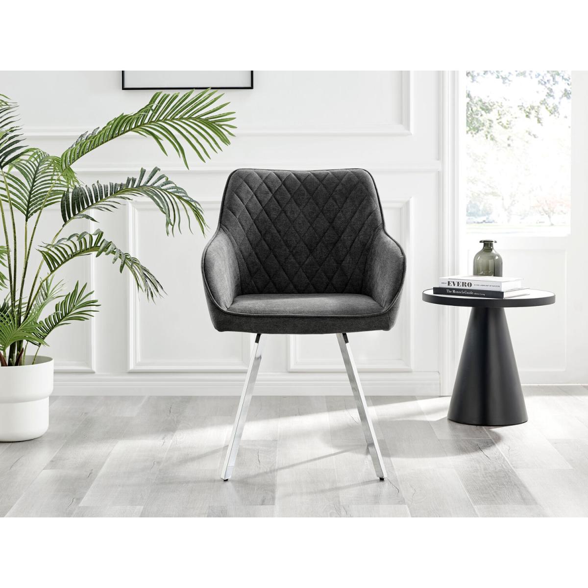 Kylo White Marble Effect Dining Table and 4 Falun Silver Leg Chairs - Dark Grey – image 10