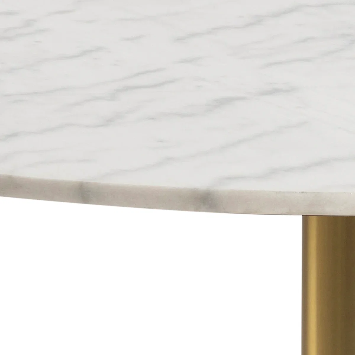 Corby Round Table White Marble Gold Base + 4 Brooke Armrest Taupe - White Marble & Gold & Taupe – image 3