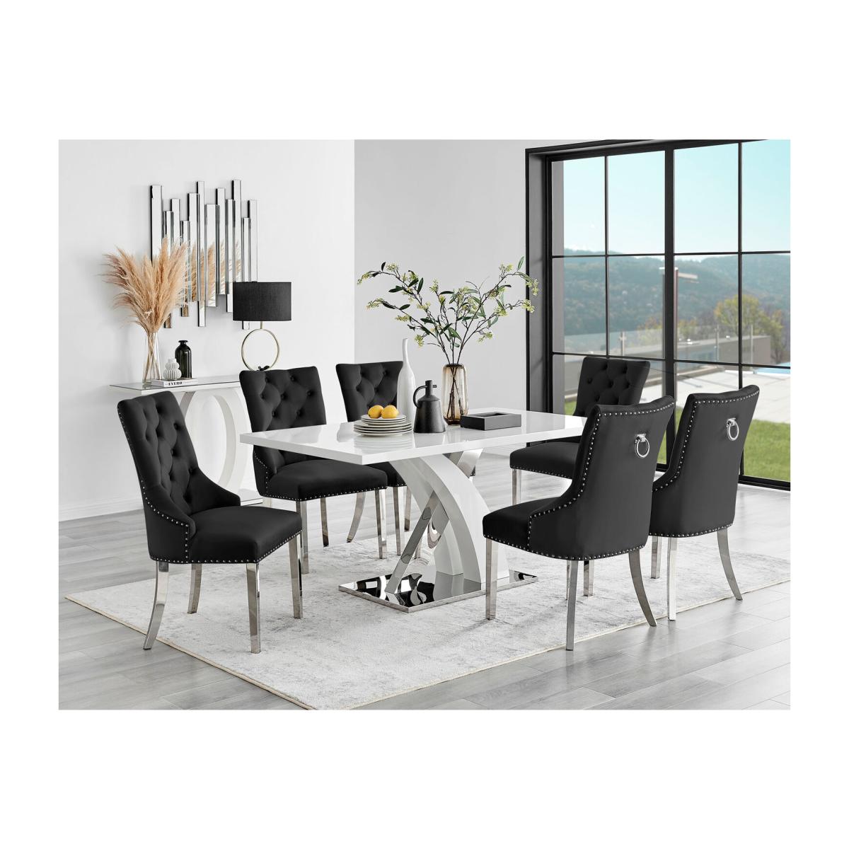 Atlanta 6 Kitchen Dining Table And 6 Belgravia Chairs - Black