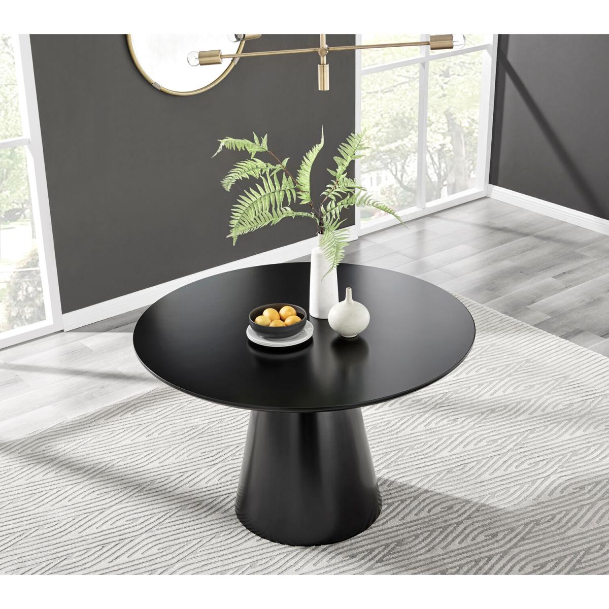Palma Black Semi Gloss Round Dining Table and 6 Belgravia Chairs - Grey – image 13