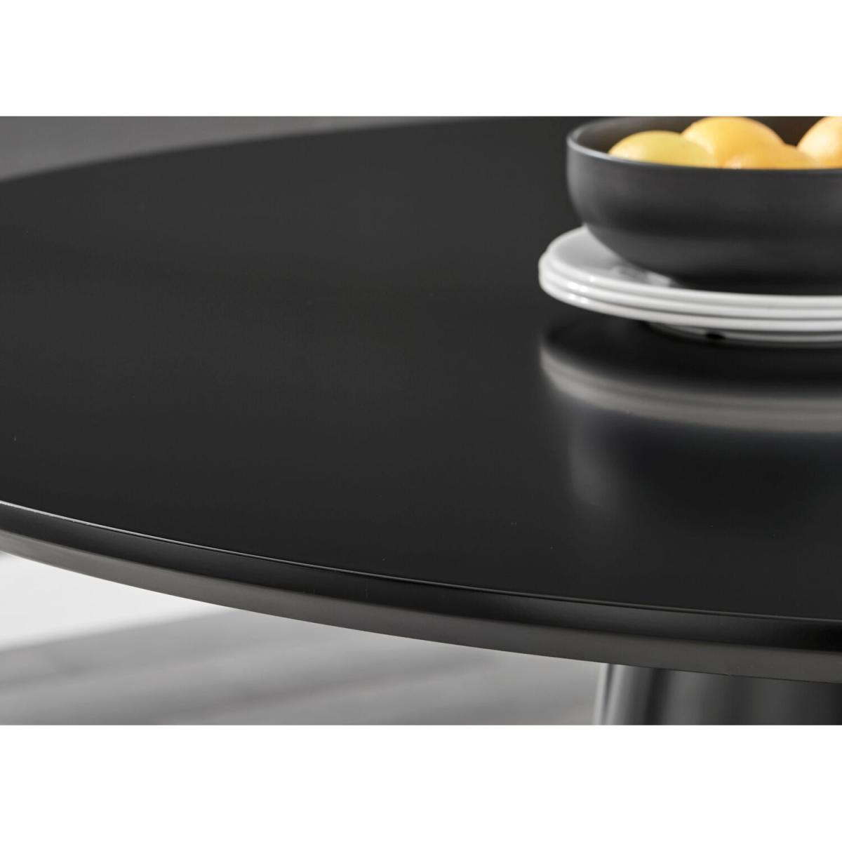Palma Black Semi Gloss Round Dining Table and 6 Belgravia Chairs - Grey – image 9