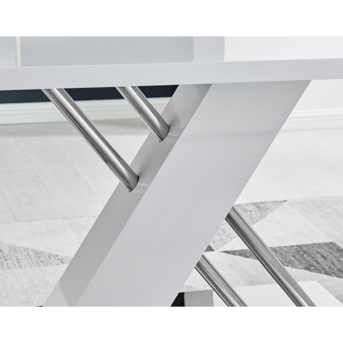 Sorrento White Dining Table  6 Milan Dining Chairs - Grey – image 7