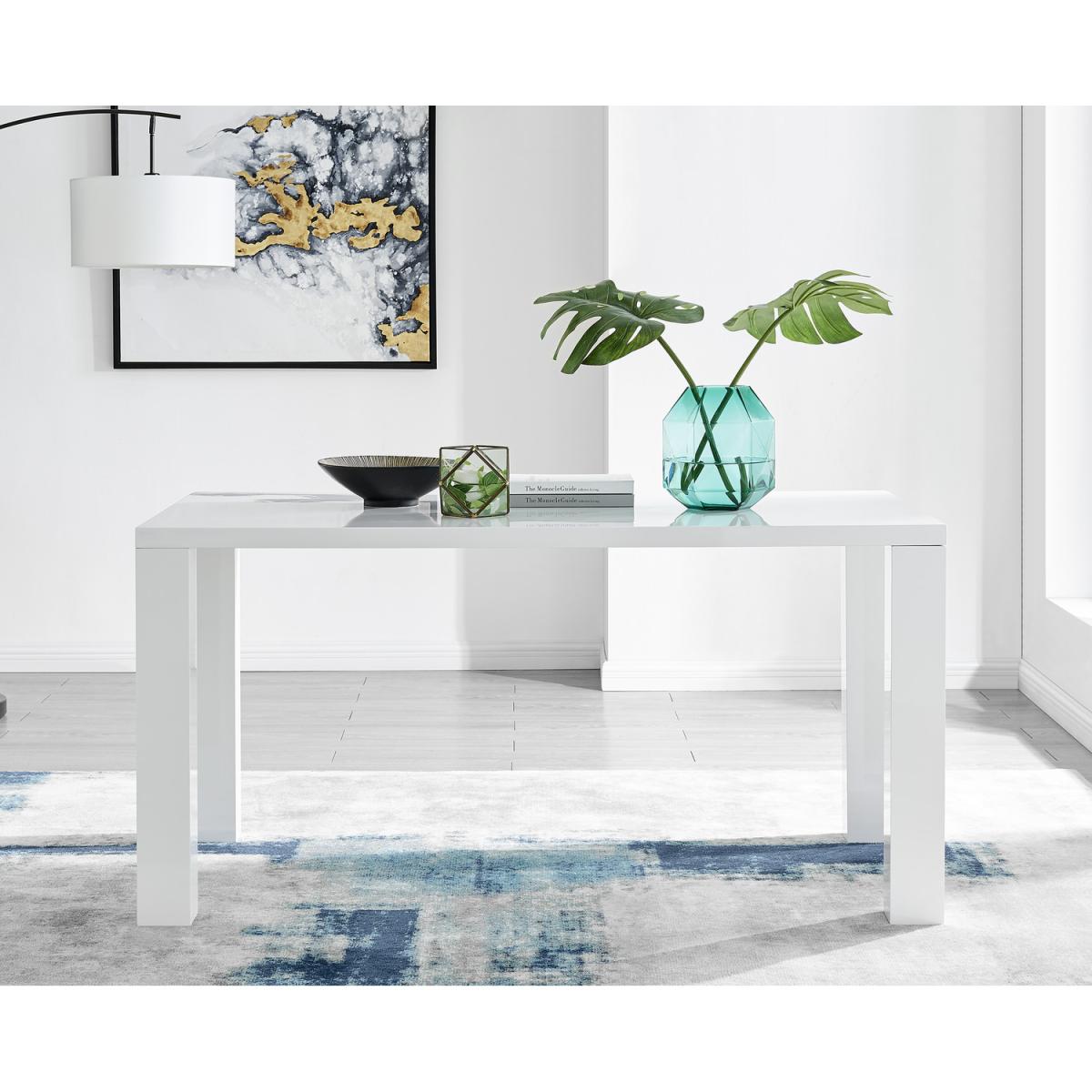 Pivero 6 White Dining Table and 6 Pesaro Black Leg Chairs - Green – image 11