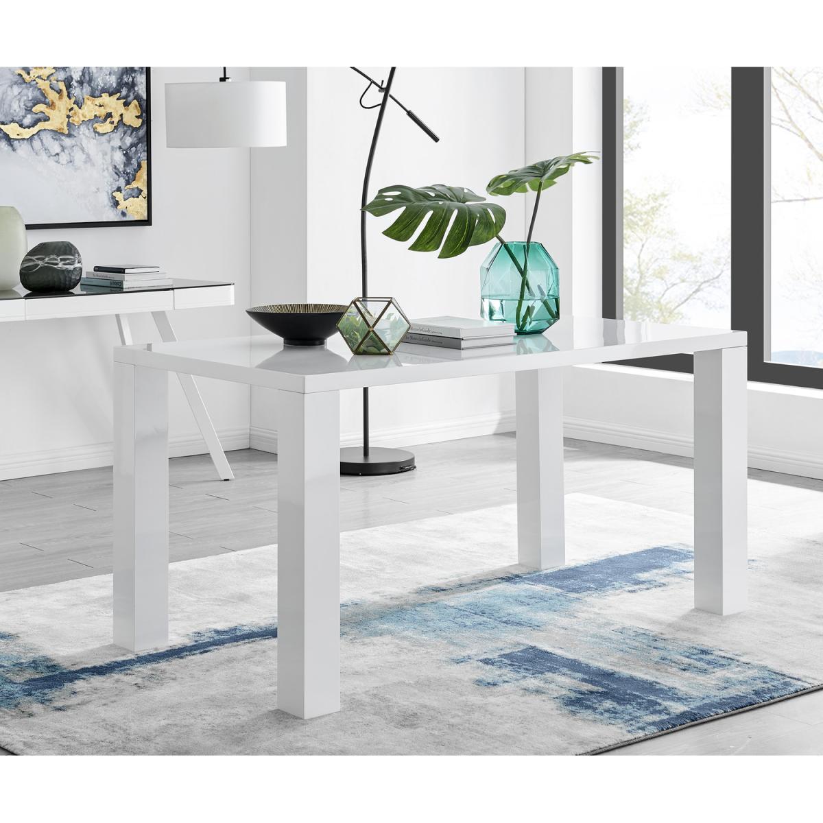 Pivero 6 White Dining Table and 6 Pesaro Black Leg Chairs - Green – image 12