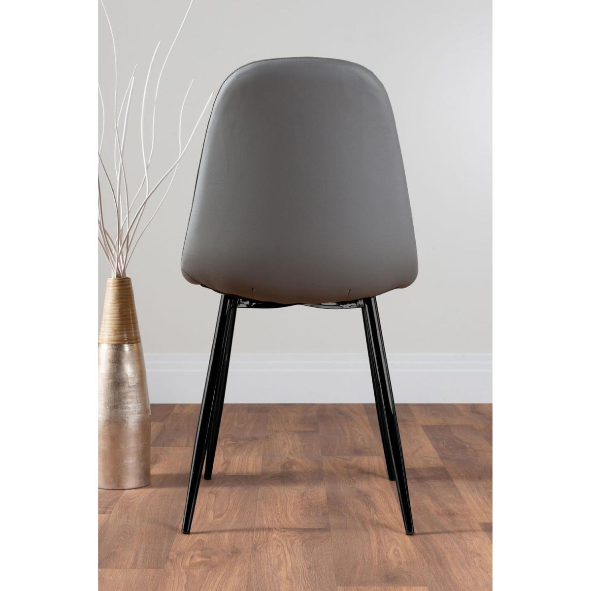 Palma Black Semi Gloss Round Dining Table and 6 Corona Black Leg Chairs - Grey – image 2