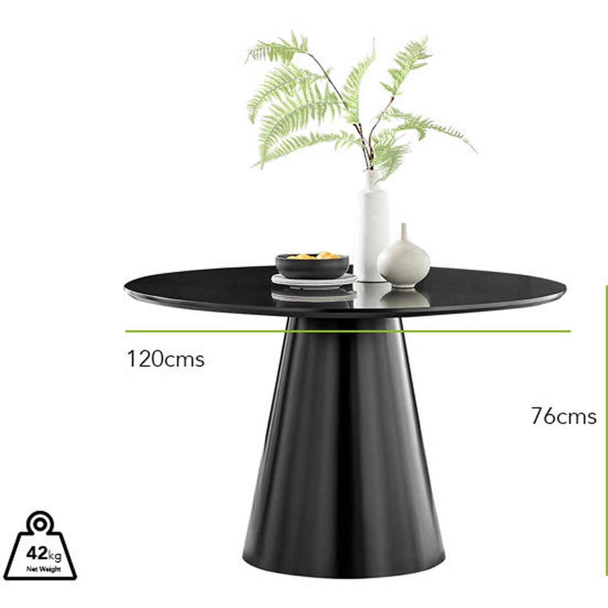 Palma Black Semi Gloss Round Dining Table and 6 Corona Black Leg Chairs - Grey – image 10