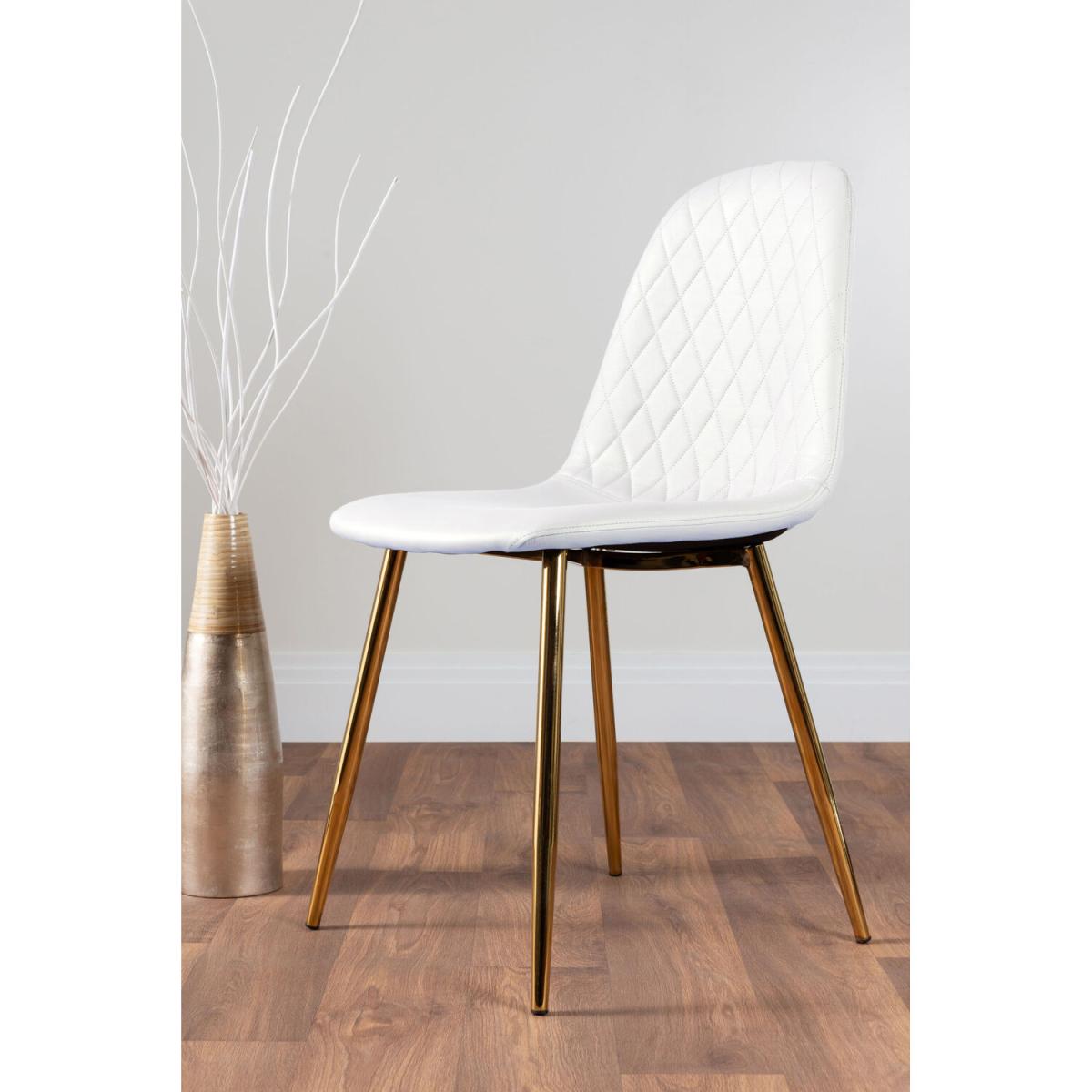 Kylo White High Gloss Dining Table  6 Corona Gold Leg Chairs - White – image 2