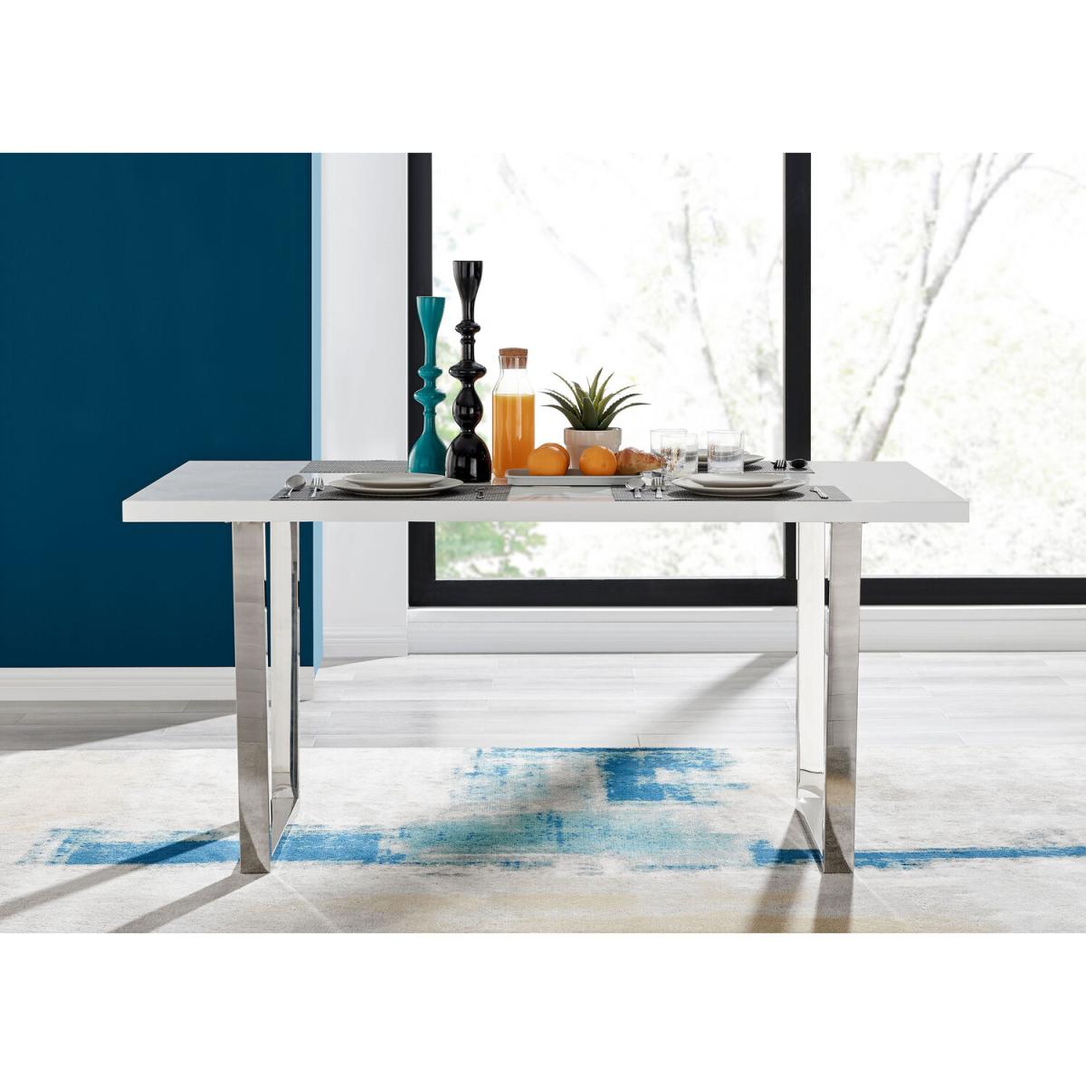 Kylo White High Gloss Dining Table  6 Corona Gold Leg Chairs - White – image 13