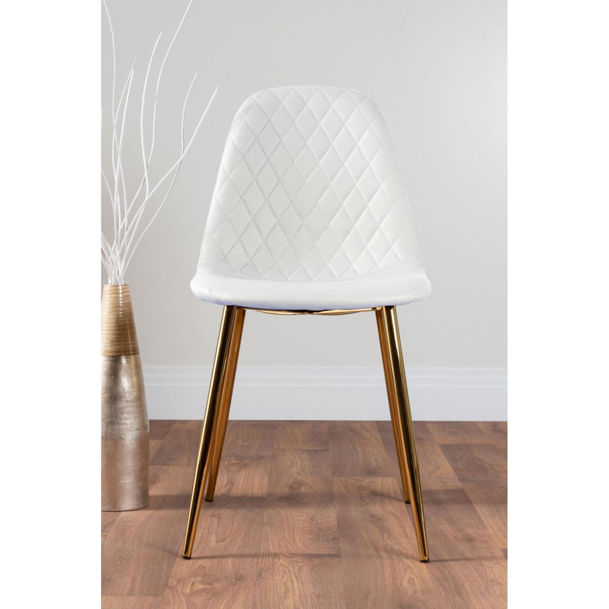 Kylo White High Gloss Dining Table  6 Corona Gold Leg Chairs - White – image 3