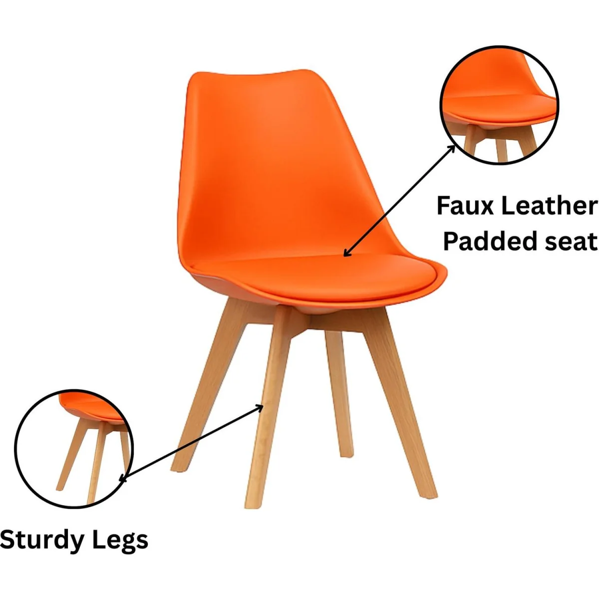 Modern Dining Table with 4 Mix plastic Chairs with faux leather padded seats - Brown – image 2