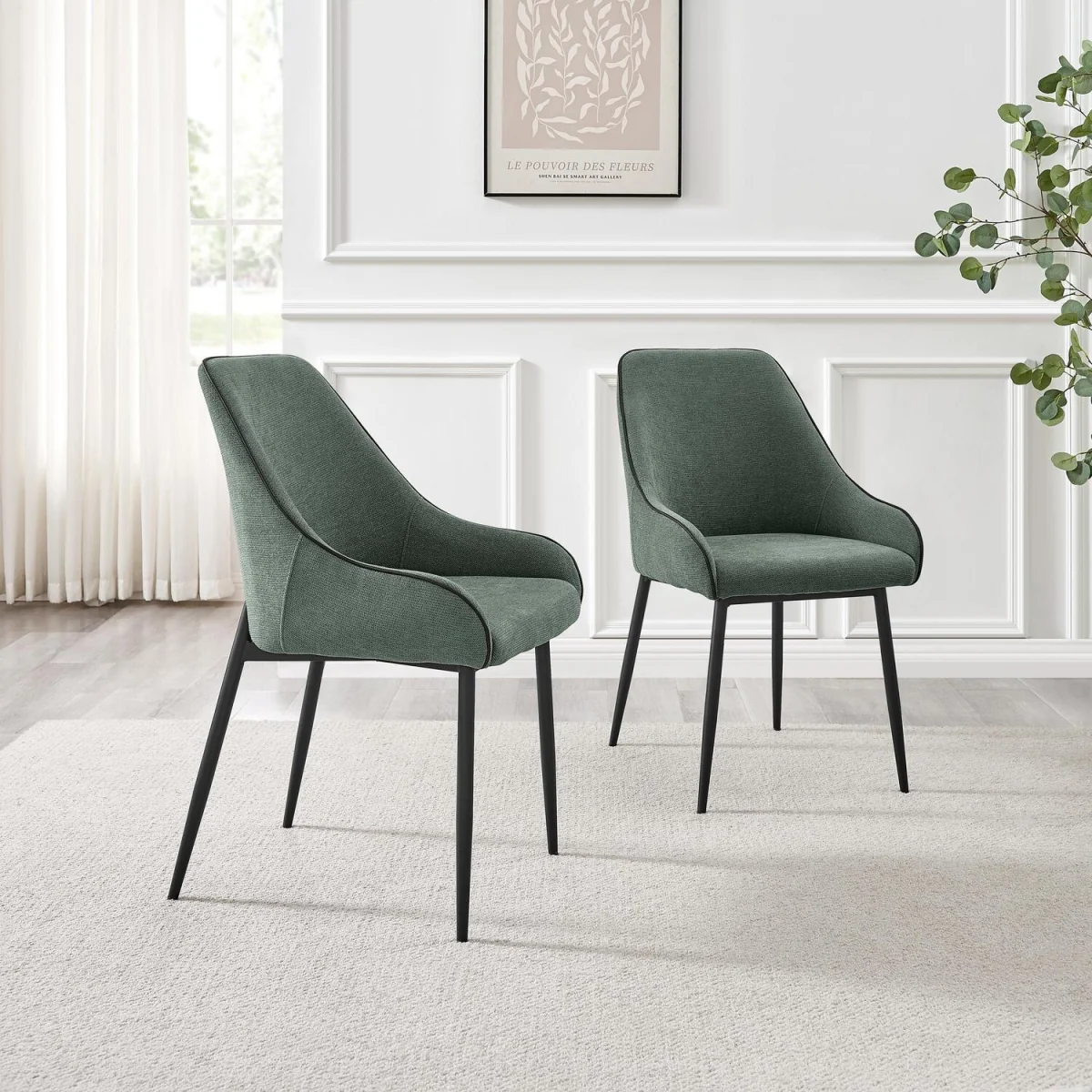 Lulworth Walnut Effect Wood Dining Table 6 Beaumont Chairs - Green – image 8
