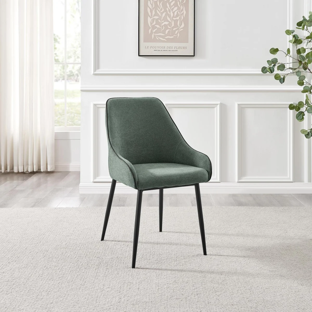 Lulworth Walnut Effect Wood Dining Table 6 Beaumont Chairs - Green – image 9