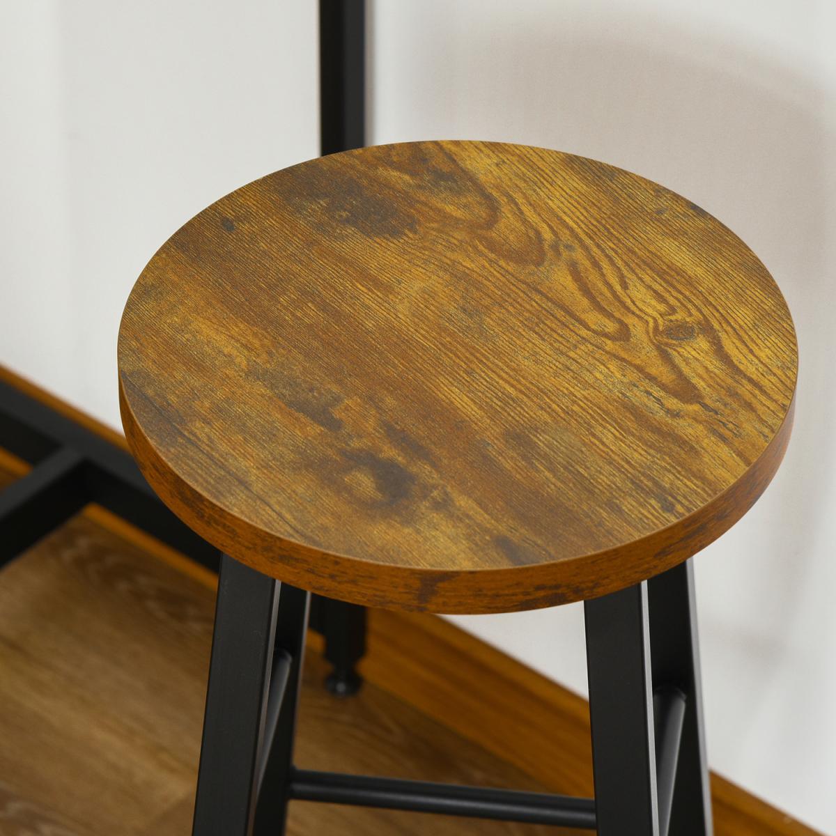 3 Pieces Bar Table Set Pub Dining Table Set with Storage Shelf and 2 Stools - Rustic brown – image 3