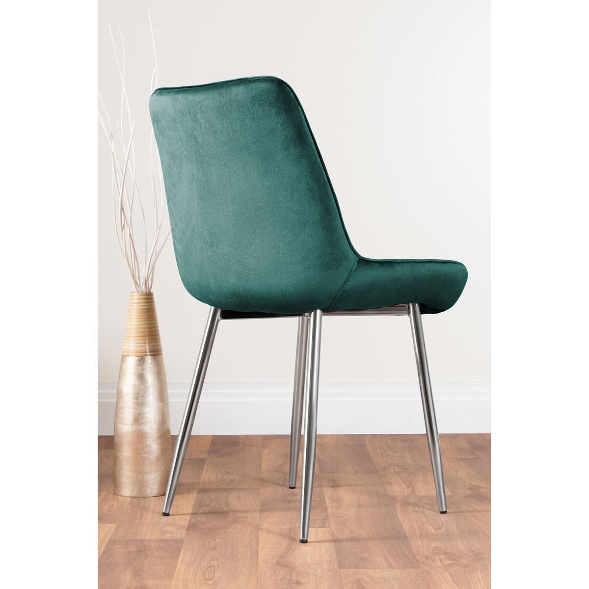 Seattle Glass and Black Leg Square Dining Table and 4 Pesaro Silver Chairs - Green – image 2