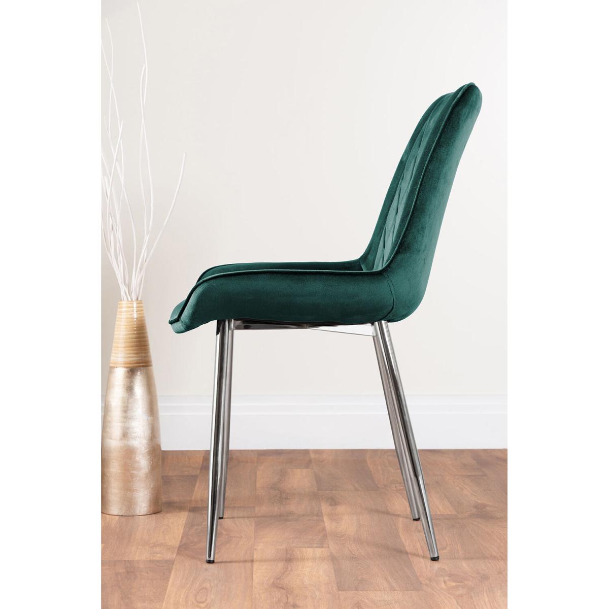 Seattle Glass and Black Leg Square Dining Table and 4 Pesaro Silver Chairs - Green – image 12