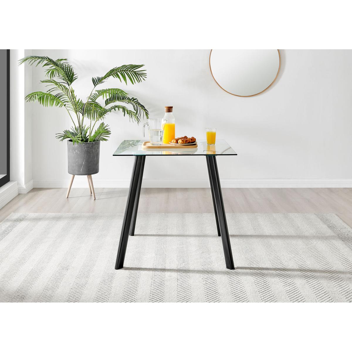 Seattle Glass and Black Leg Square Dining Table and 4 Pesaro Silver Chairs - Green – image 6
