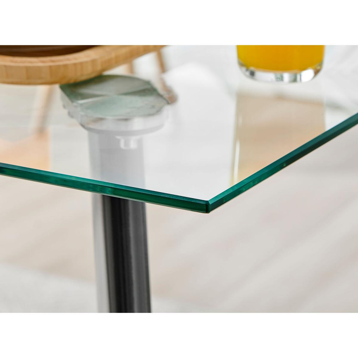 Seattle Glass and Black Leg Square Dining Table and 4 Pesaro Silver Chairs - Green – image 8
