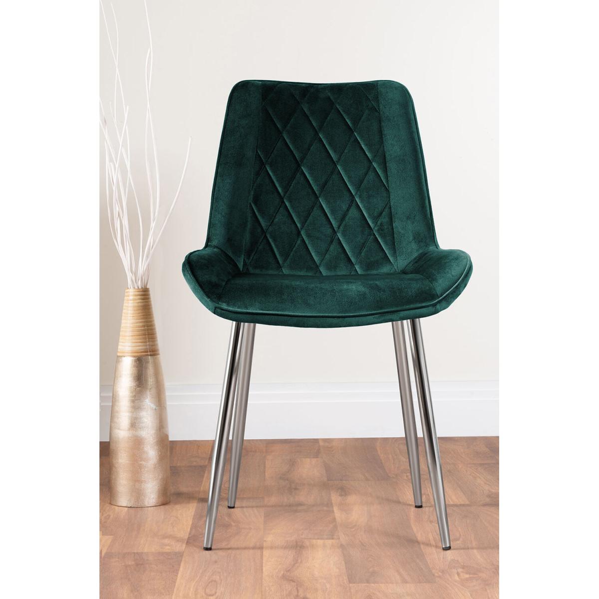 Seattle Glass and Black Leg Square Dining Table and 4 Pesaro Silver Chairs - Green – image 10