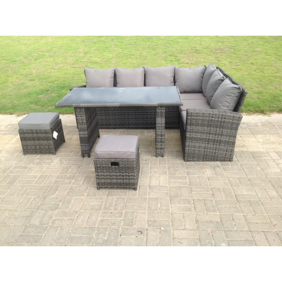 High Back Rattan Corner Sofa Dining Set 8 Seater – image 2