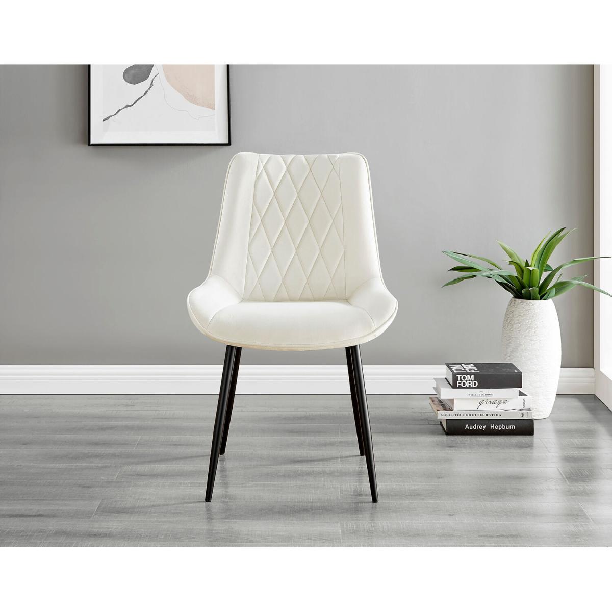 Malmo Glass and Wooden Leg Dining Table and 4 Pesaro Black Leg Chairs - Cream – image 3