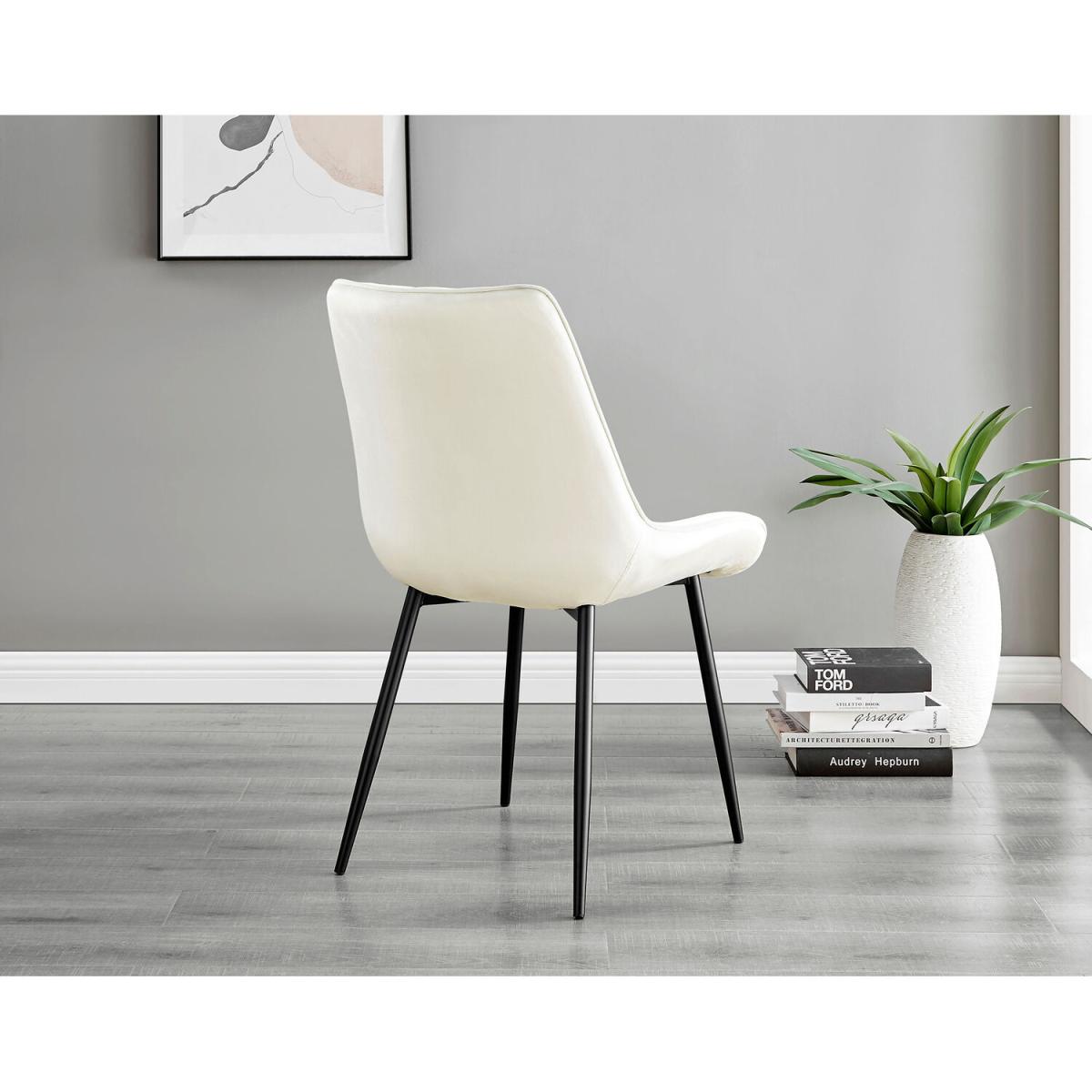 Malmo Glass and Wooden Leg Dining Table and 4 Pesaro Black Leg Chairs - Cream – image 6