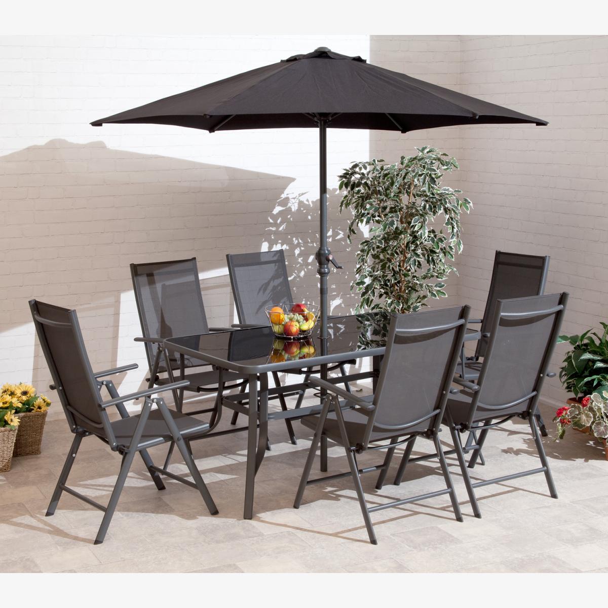 8pc Santos Textelene Dining Set - Charcoal