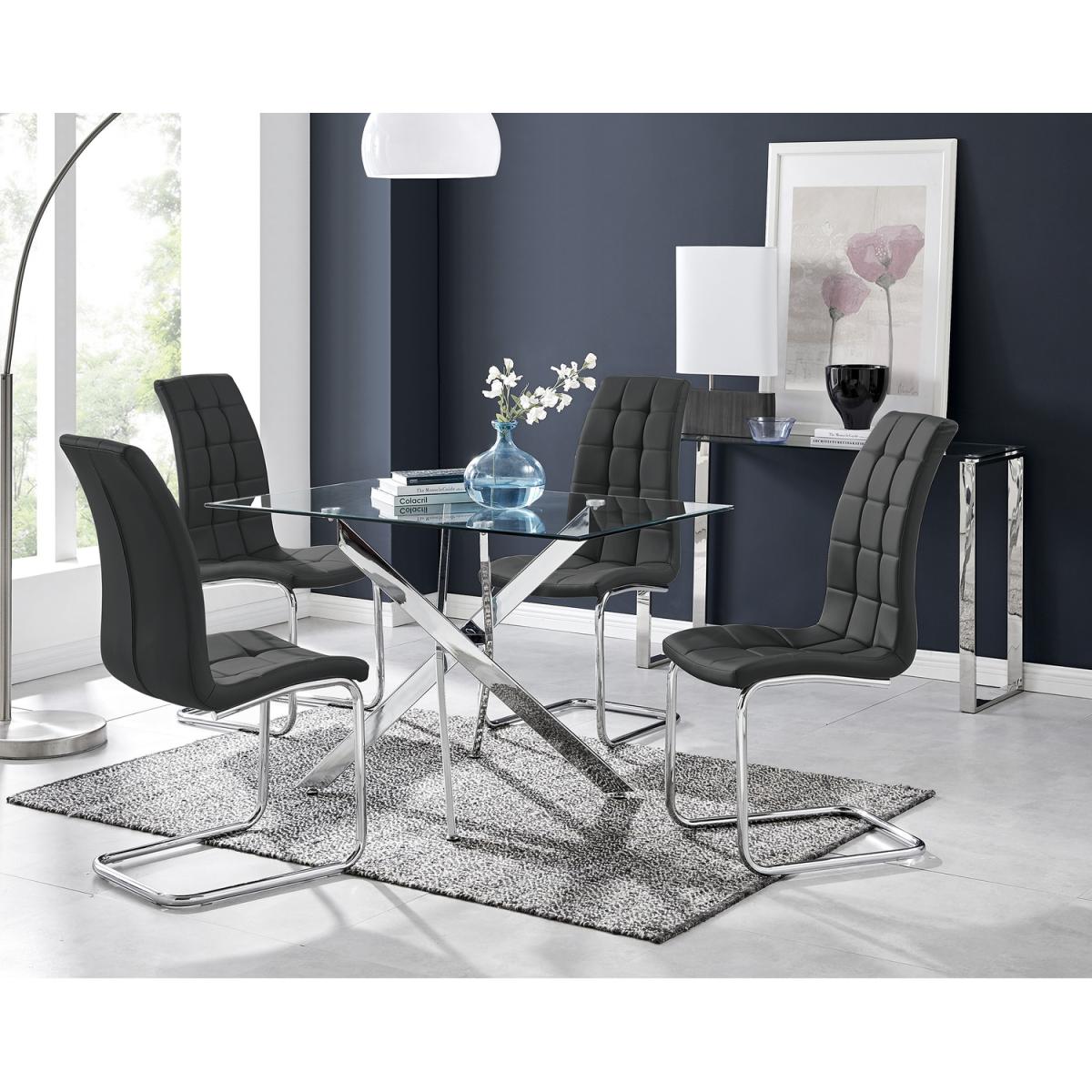 Leonardo Dining Table and 4 Murano Chairs Set - Black – image 17