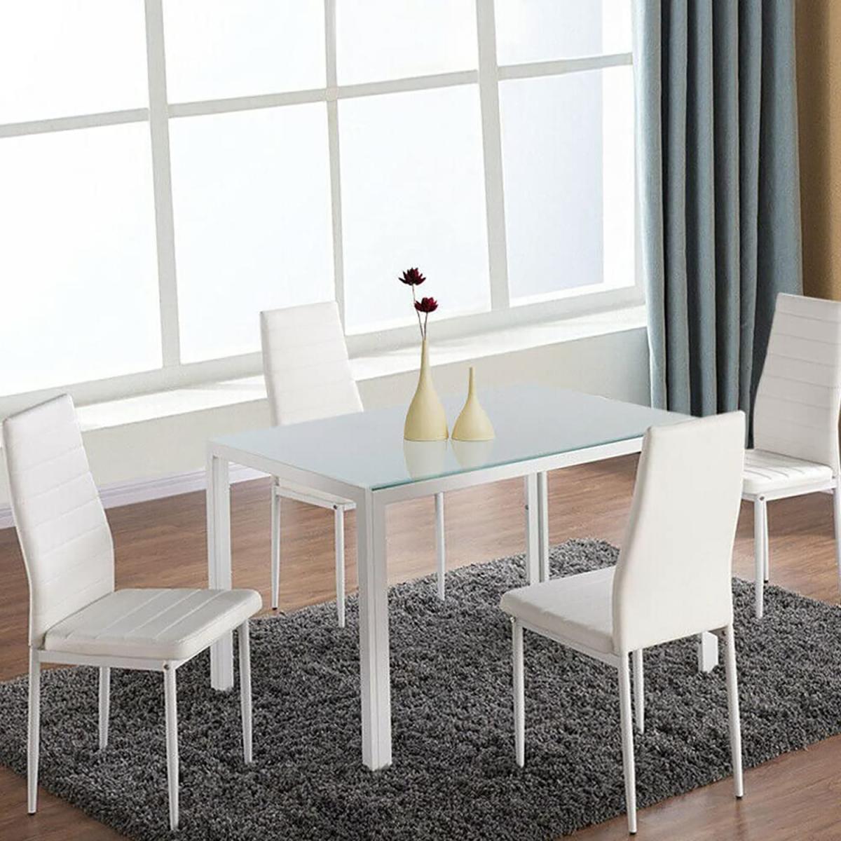 Dripex 4 White PU Leather Dining Chairs Set - White – image 3