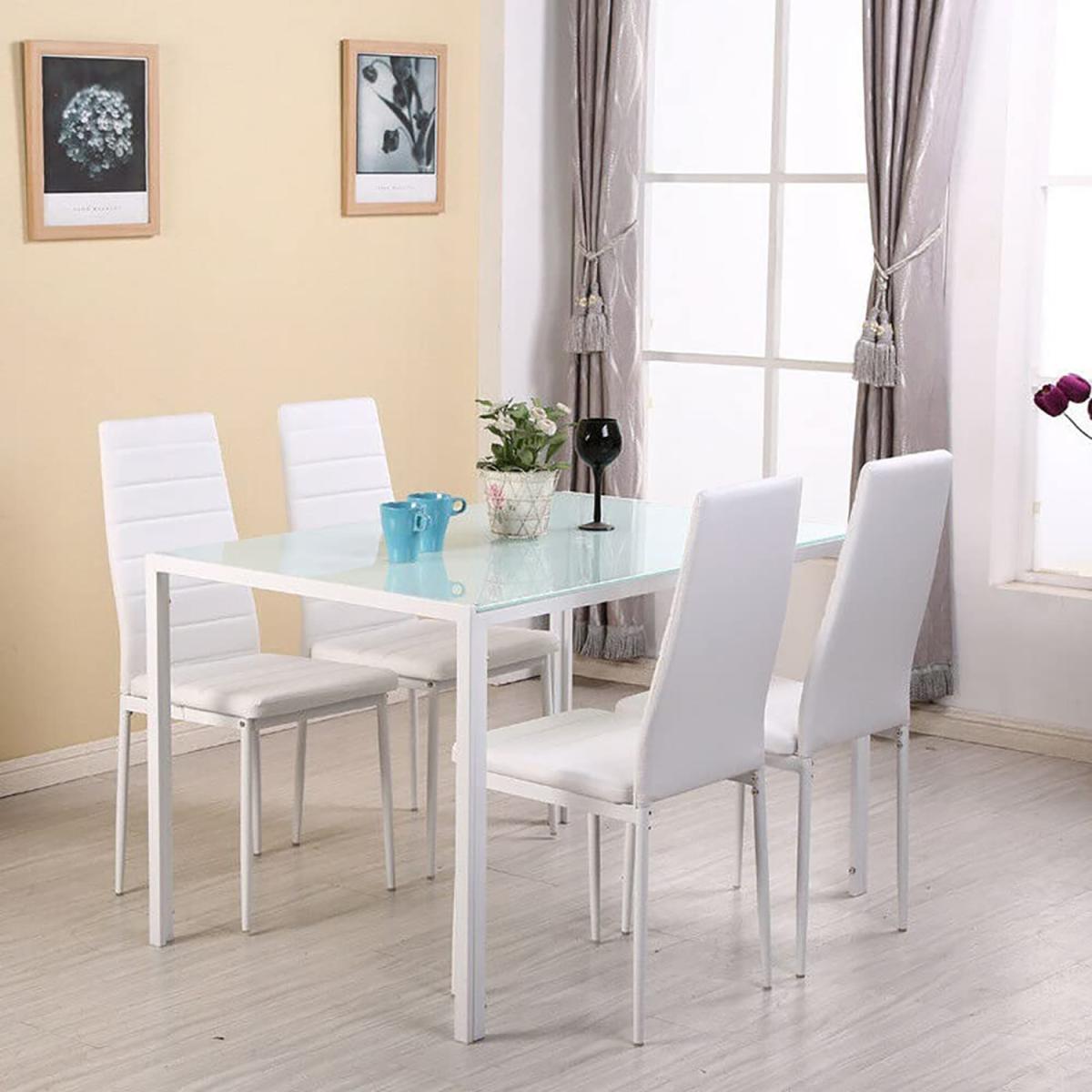 Dripex 4 White PU Leather Dining Chairs Set - White – image 4