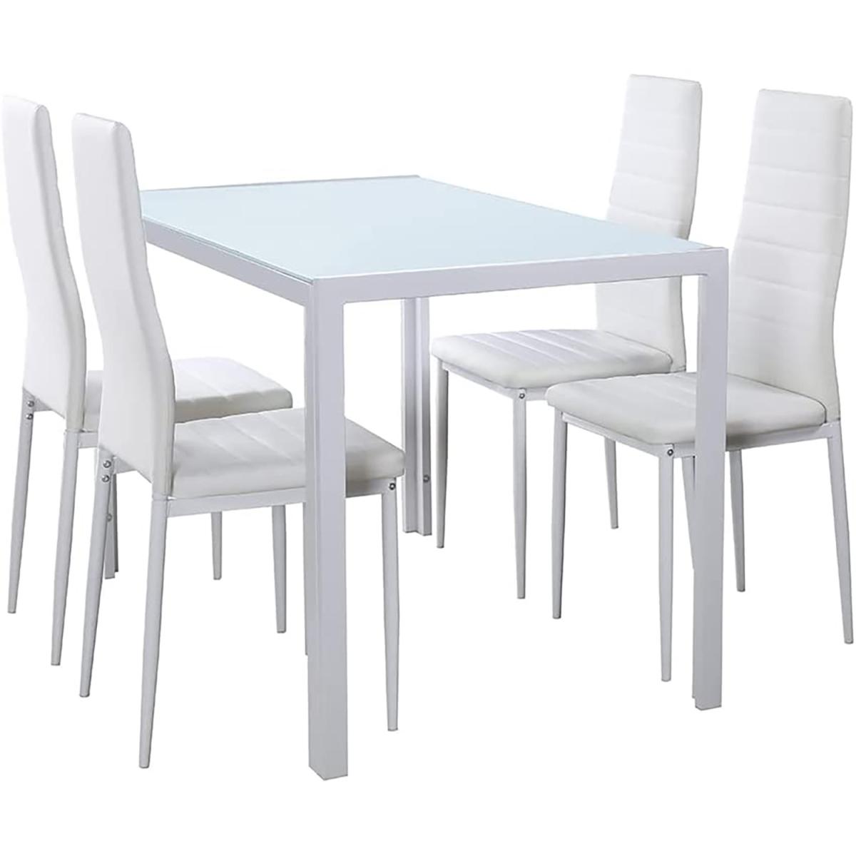 Dripex 4 White PU Leather Dining Chairs Set - White – image 6