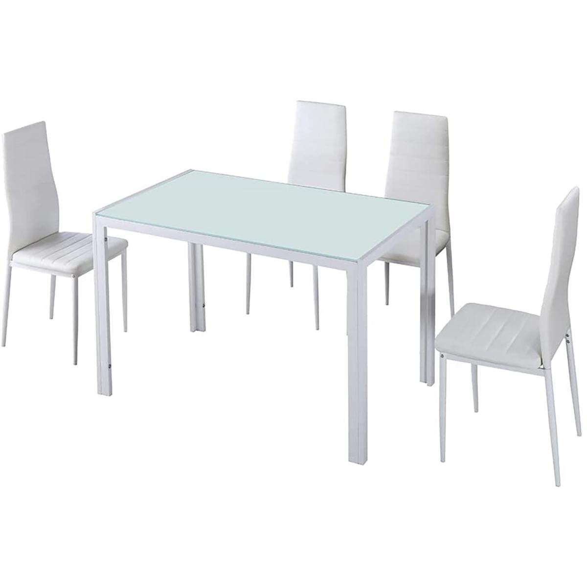 Dripex 4 White PU Leather Dining Chairs Set - White – image 7