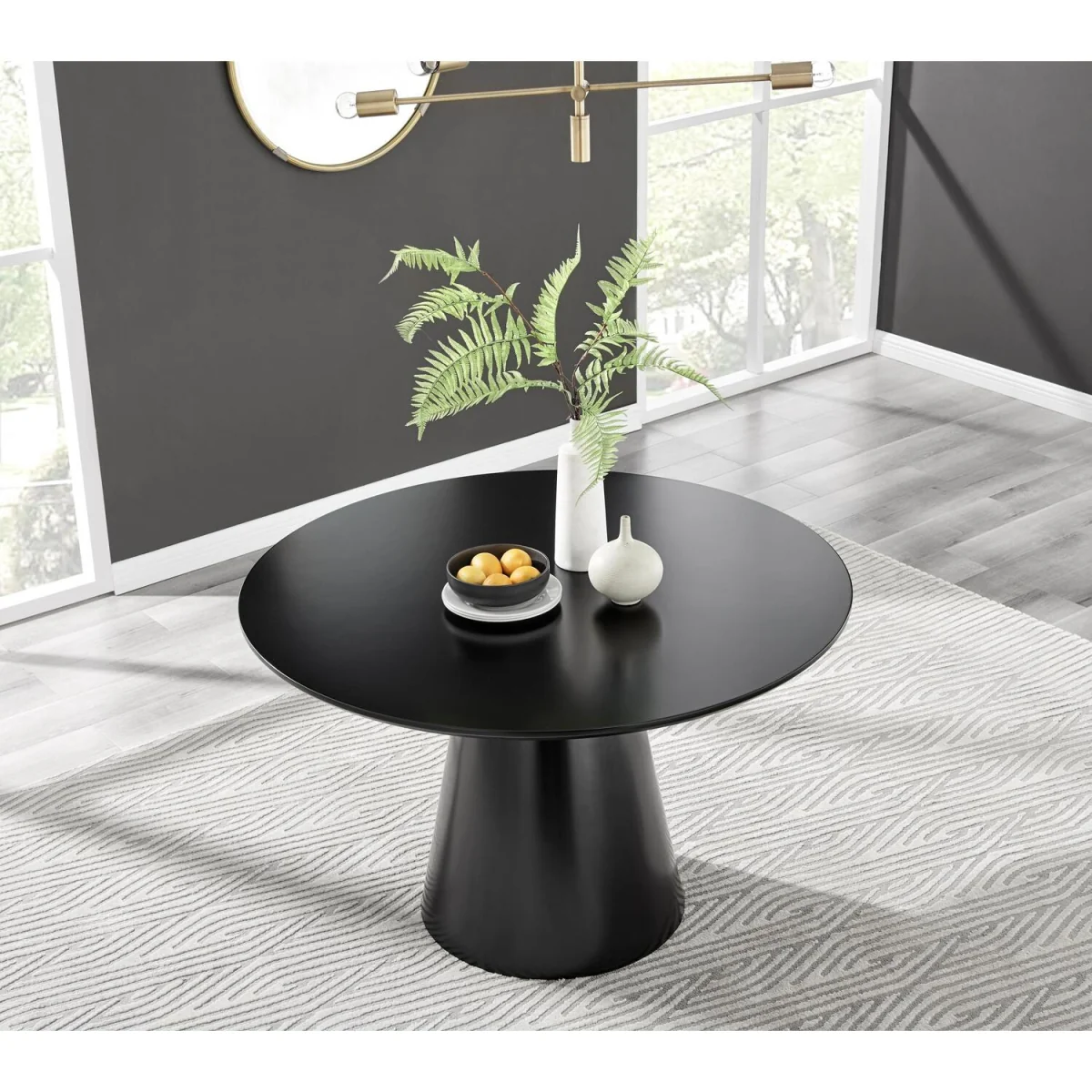 Palma Round Black Semi Gloss Dining Table 4 Isola Chairs - Terracotta – image 3